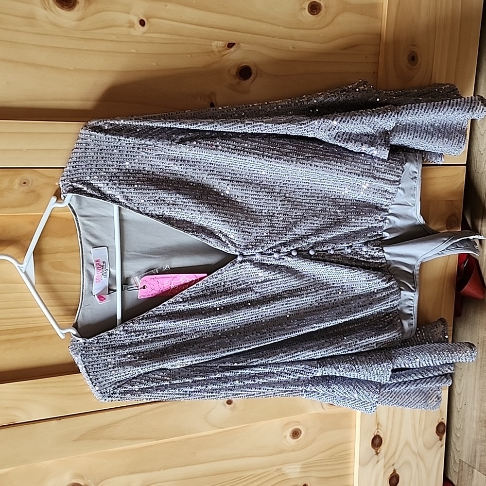 Sequin Bell Sleeve bodysuit